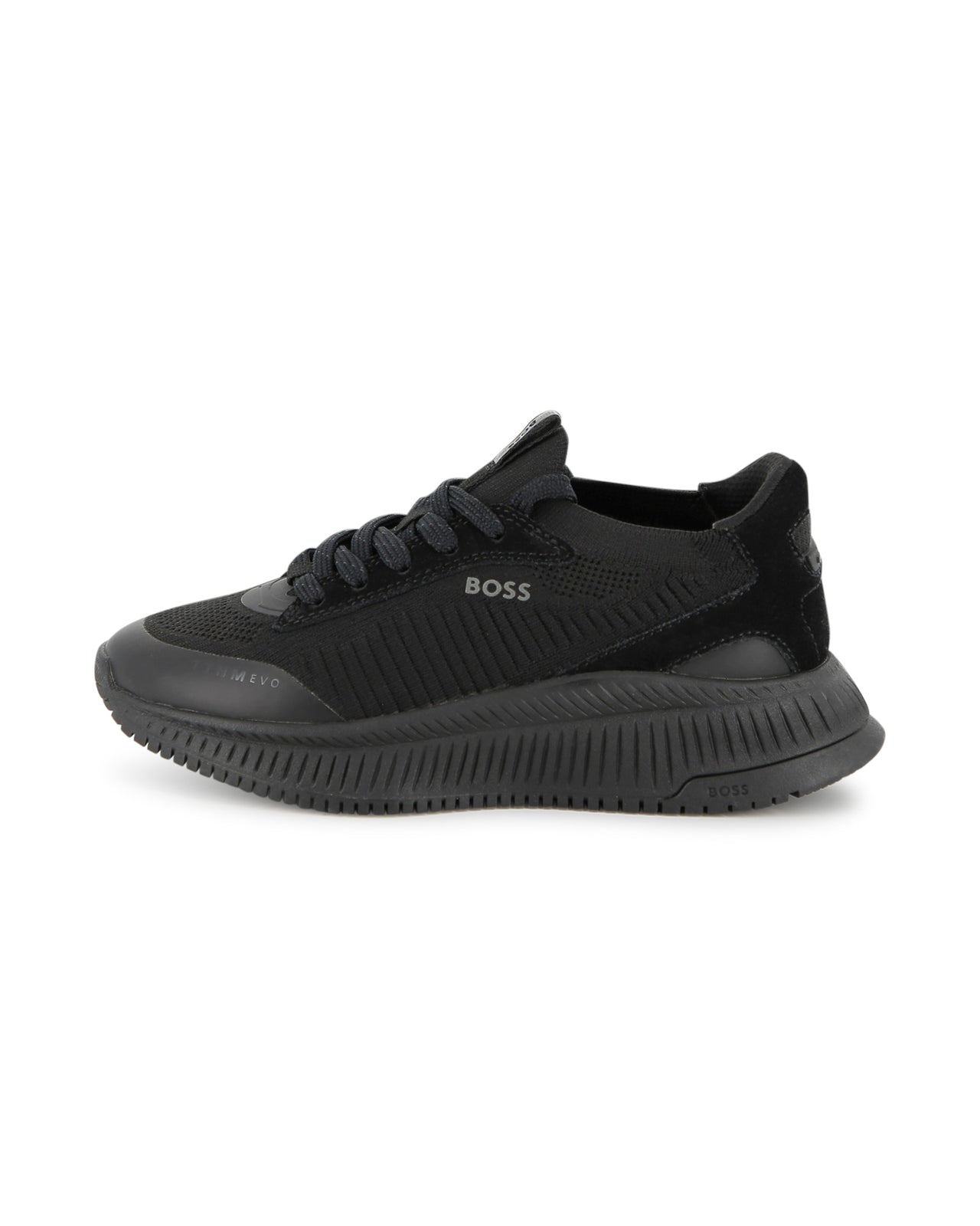 Boss tenis para niño y teen con agujetas negros pequeño logo