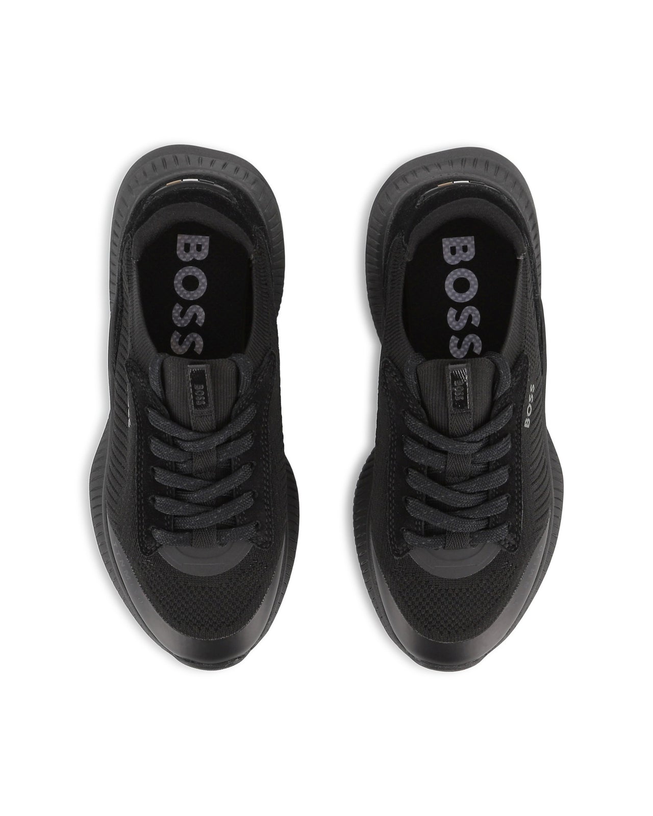 Boss tenis para niño y teen con agujetas negros pequeño logo