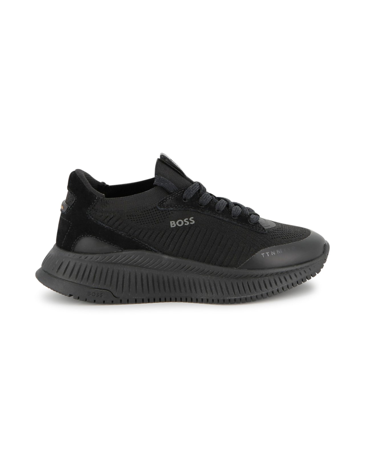 Boss tenis para niño y teen con agujetas negros pequeño logo