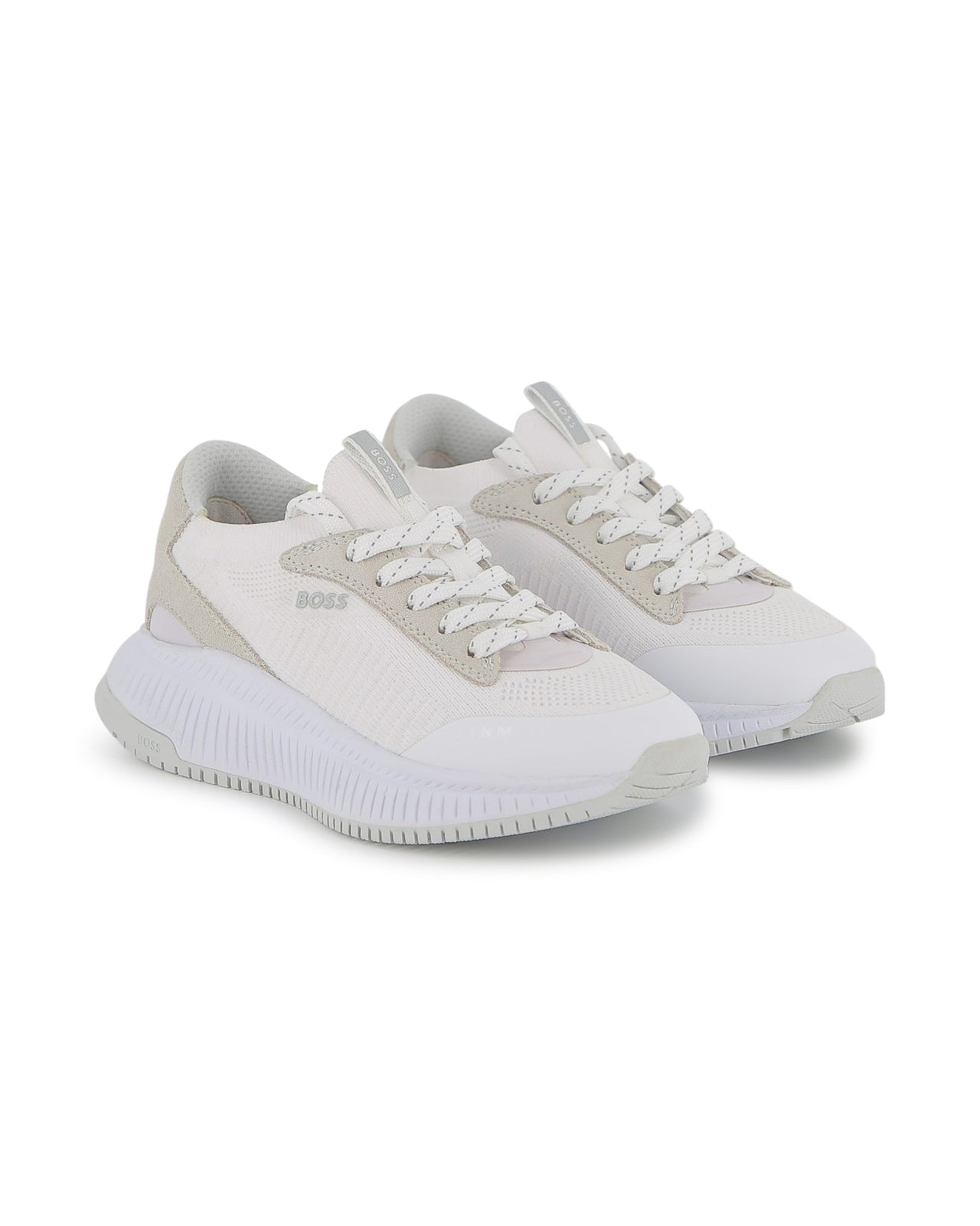 Boss tenis para niño y teen con agujetas blancos pequeño logo
