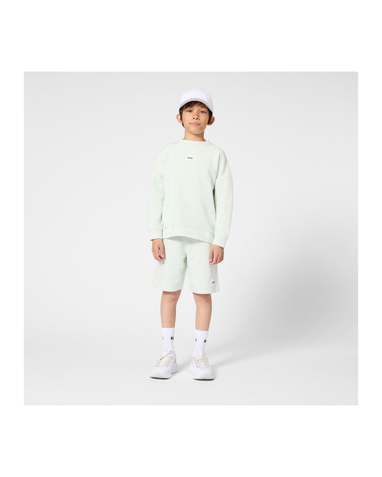 Boss tenis para niño y teen con agujetas blancos pequeño logo