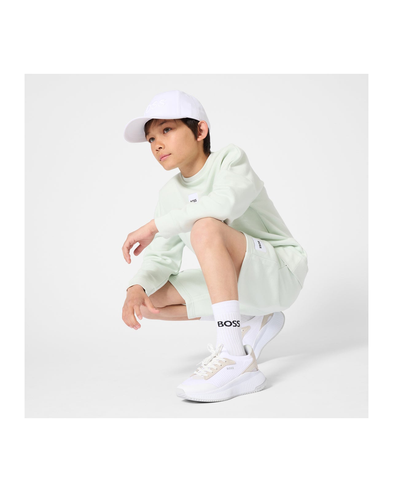 Boss tenis para niño y teen con agujetas blancos pequeño logo