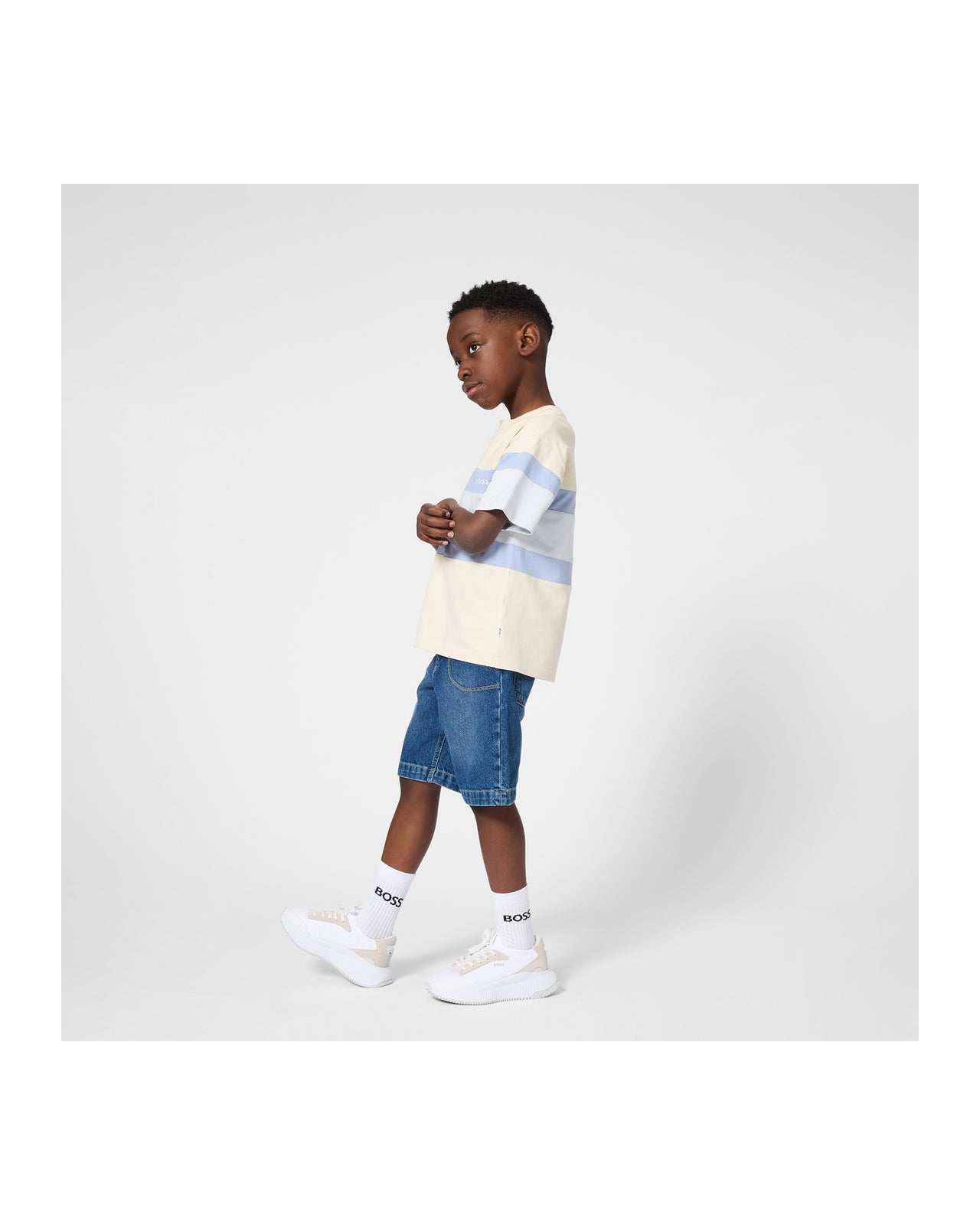 Boss tenis para niño y teen con agujetas blancos pequeño logo