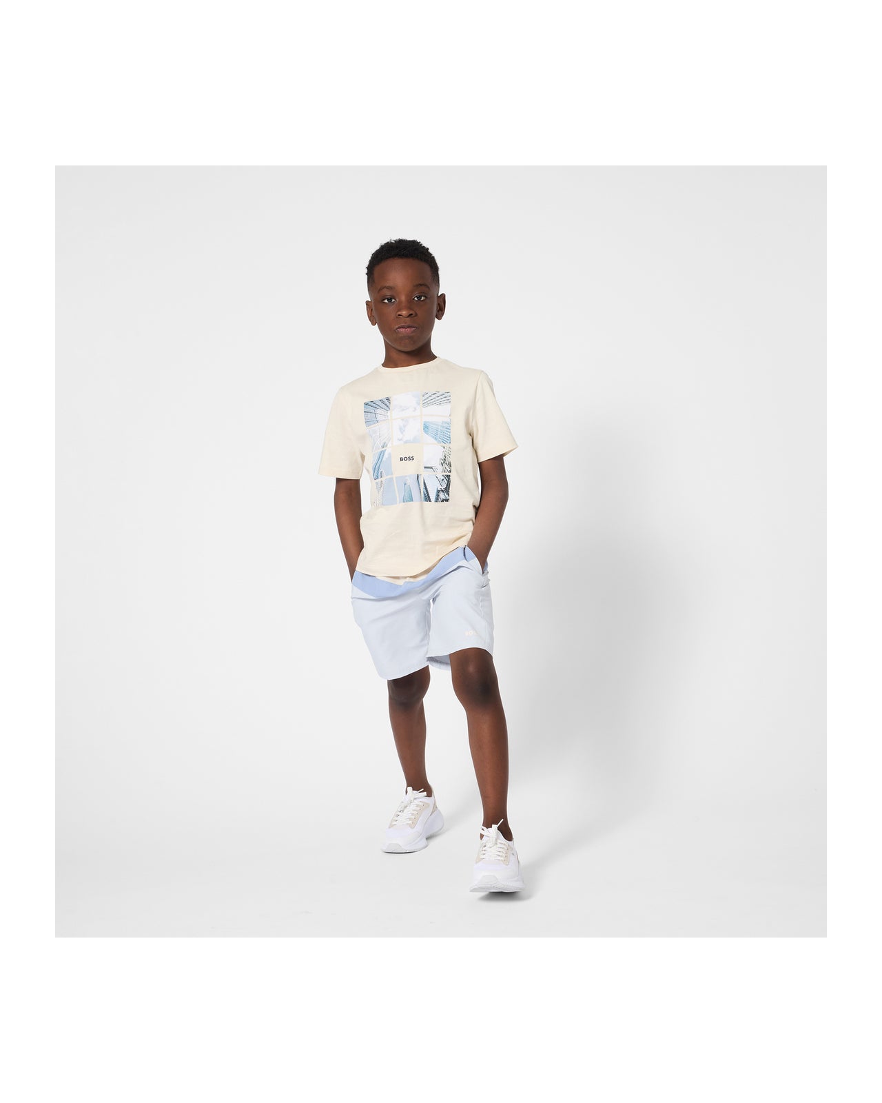 Boss tenis para niño y teen con agujetas blancos pequeño logo