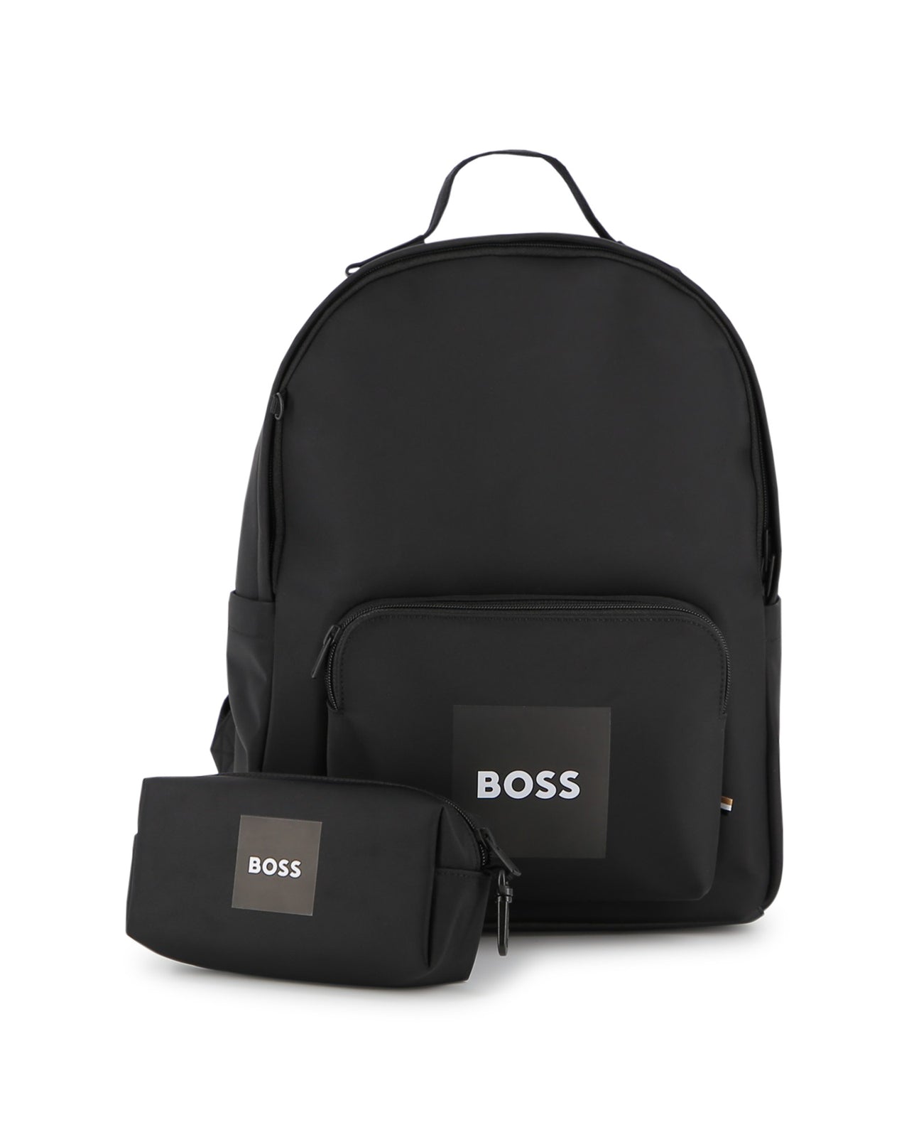 BOSS Backpack para niño y teen con bolsa tipo negra logo al frente
