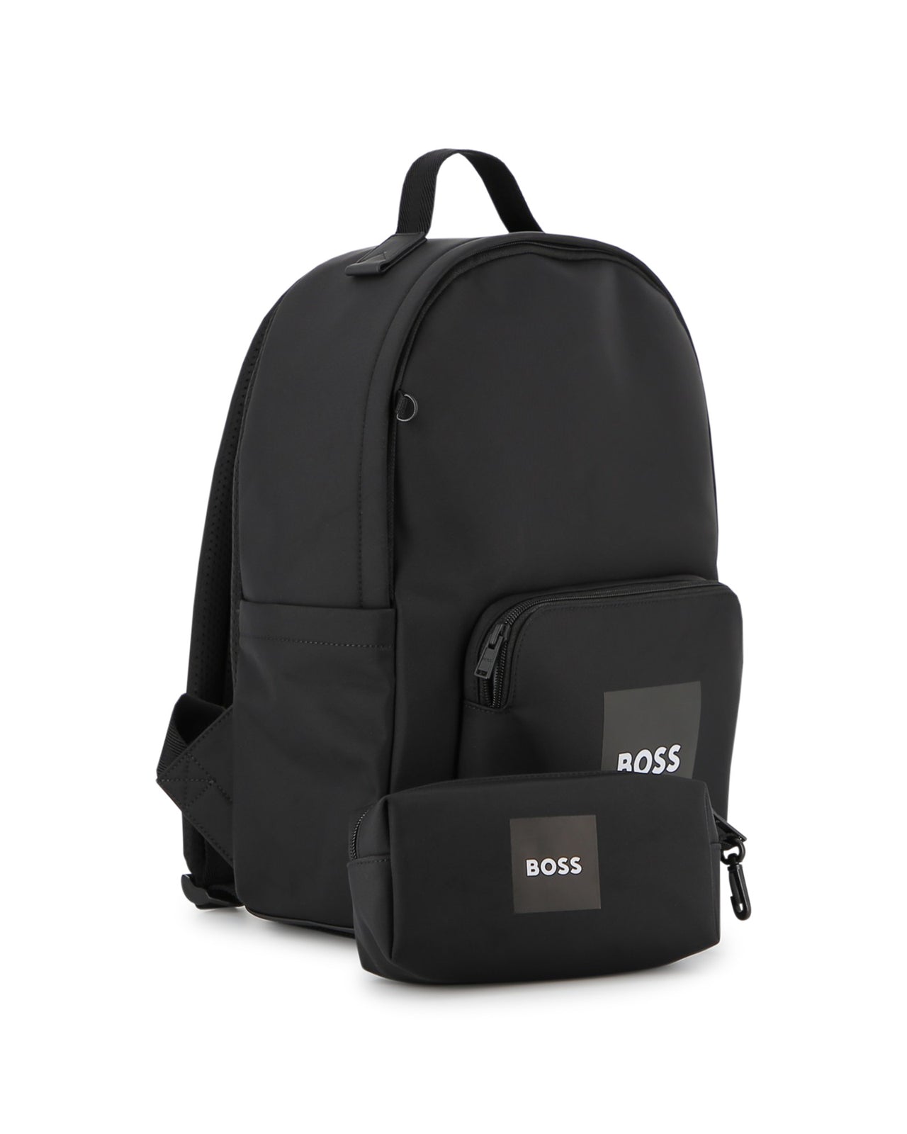 BOSS Backpack para niño y teen con bolsa tipo negra logo al frente