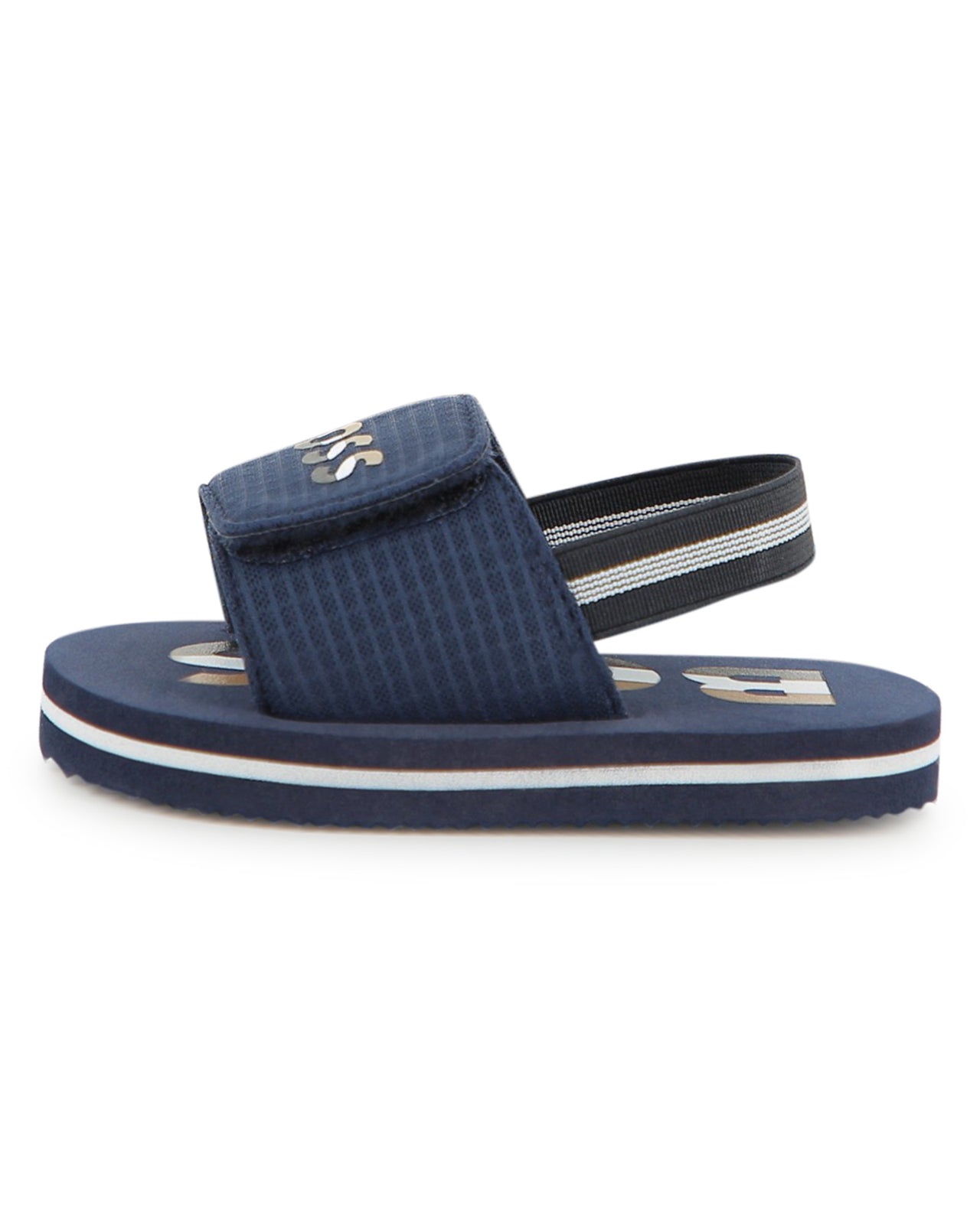 BOSS sandalia para bebe y niño, azul logo tricolor