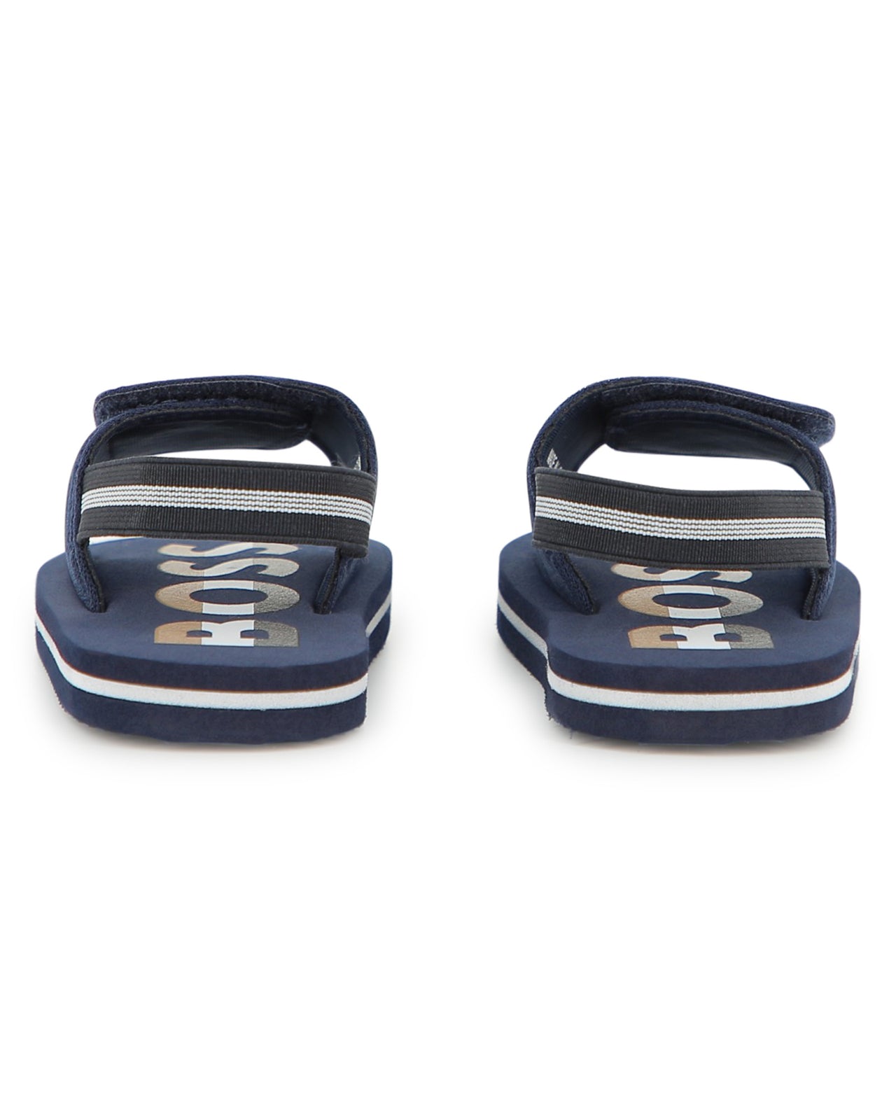 BOSS sandalia para bebe y niño, azul logo tricolor