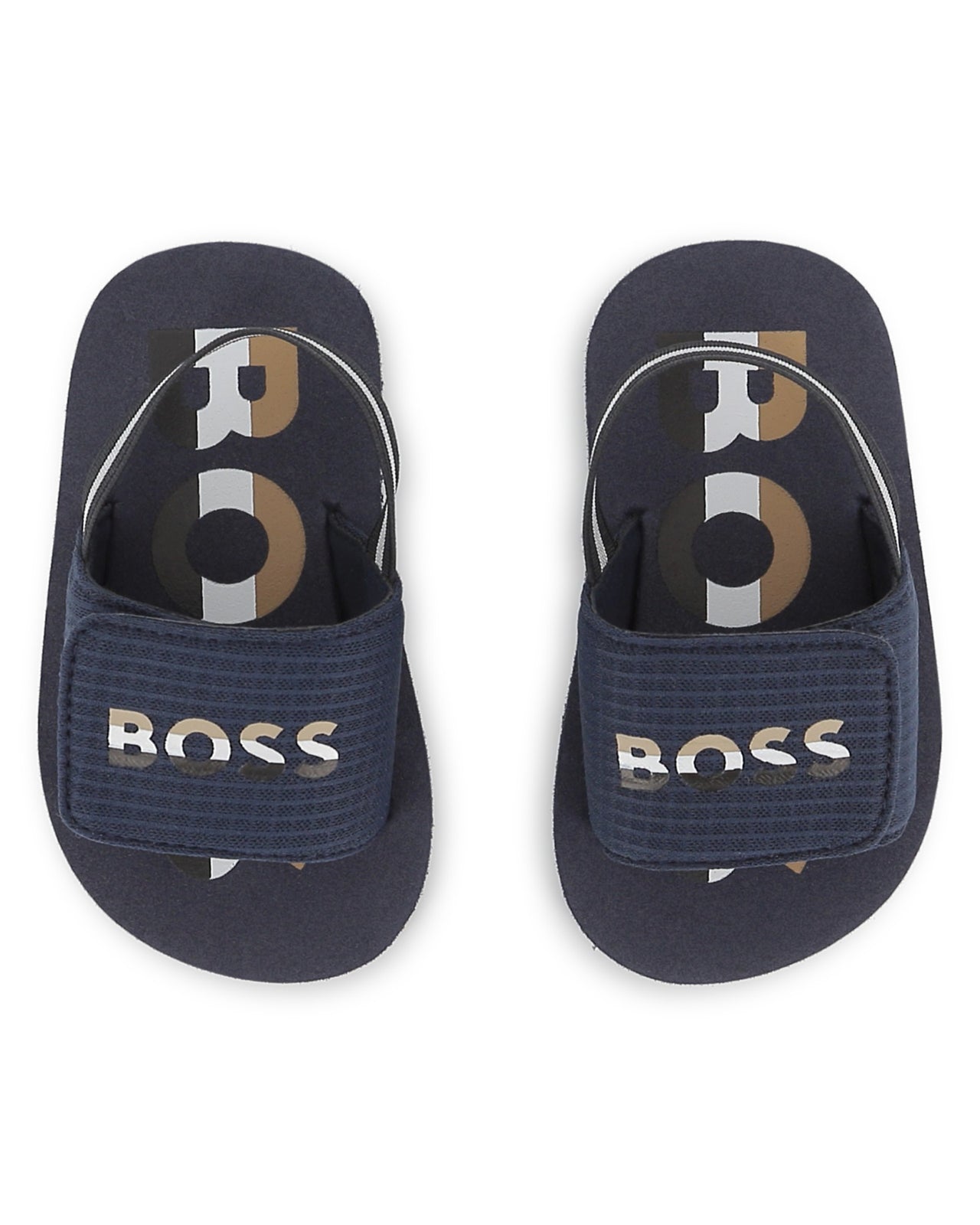 BOSS sandalia para bebe y niño, azul logo tricolor