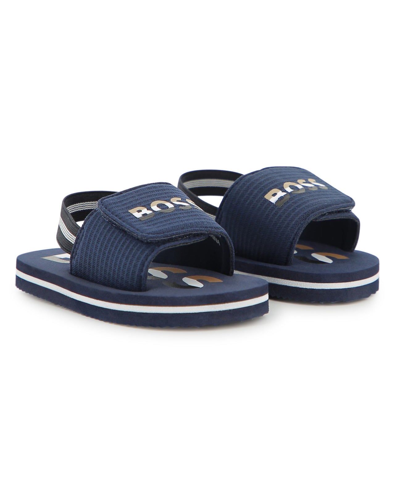 BOSS sandalia para bebe y niño, azul logo tricolor