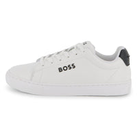 Thumbnail for Boss tenis para niño y teen con agujetas blancos pequeño logo en negro realzado