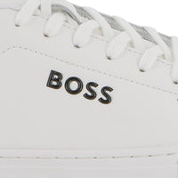 Thumbnail for Boss tenis para niño y teen con agujetas blancos pequeño logo en negro realzado