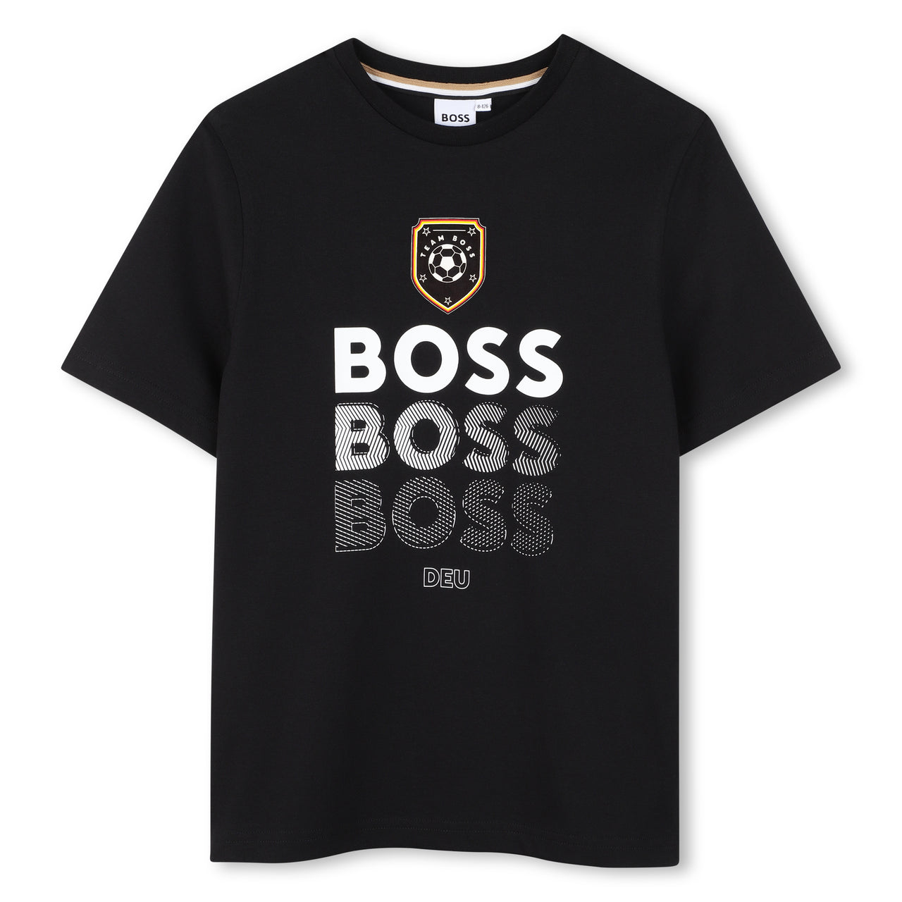 BOSS Playera para niño y teen, Color negro, multi logo mundial DEU