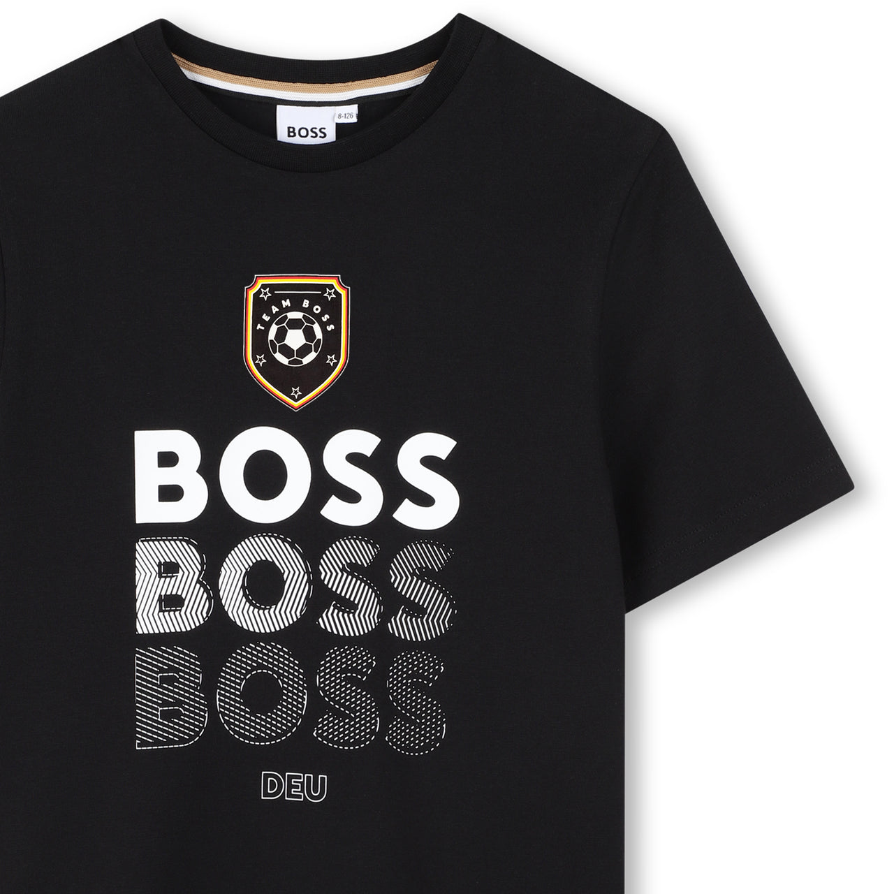 BOSS Playera para niño y teen, Color negro, multi logo mundial DEU