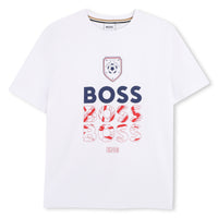 Thumbnail for BOSS Playera para niño y teen, Color blanco, multi logo mundial ENGLAND
