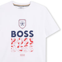 Thumbnail for BOSS Playera para niño y teen, Color blanco, multi logo mundial ENGLAND