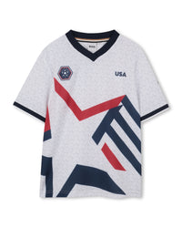 Thumbnail for BOSS Playera para niño y teen, Color blanco, Cuello V mundial USA