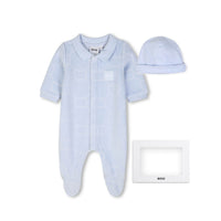 Thumbnail for BOSS Set de Mameluco para bebe cielo con gorrito