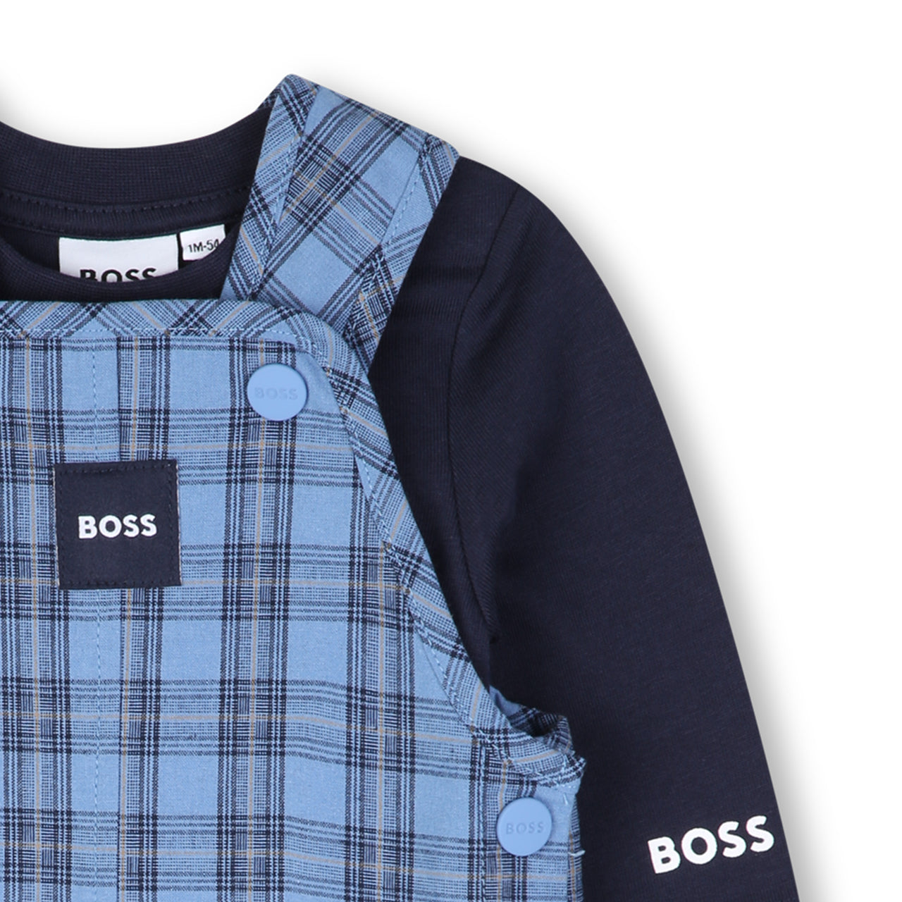 BOSS Overall para bebe con playera azul marino