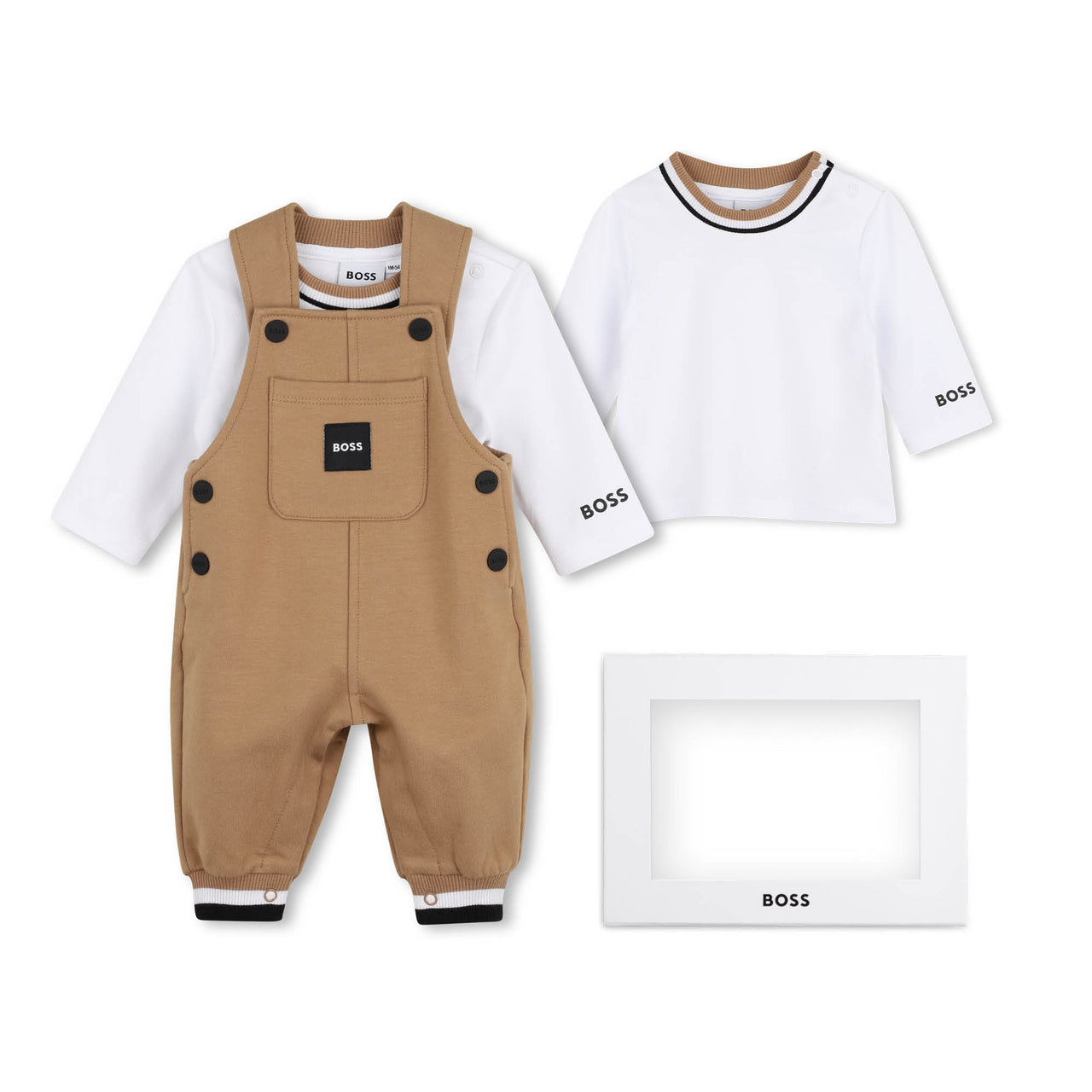BOSS Overall para bebe color cookie con playera manga larga