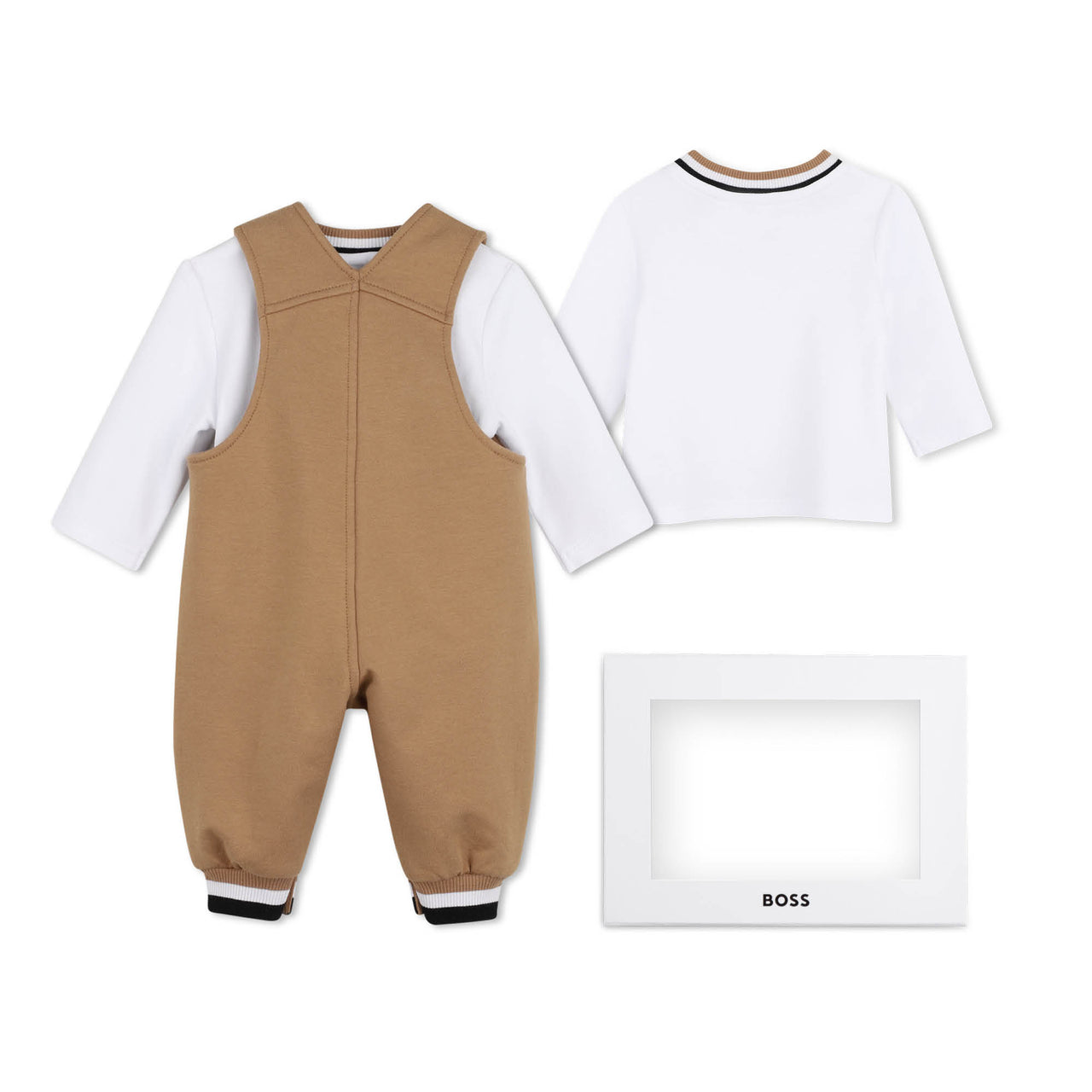 BOSS Overall para bebe color cookie con playera manga larga