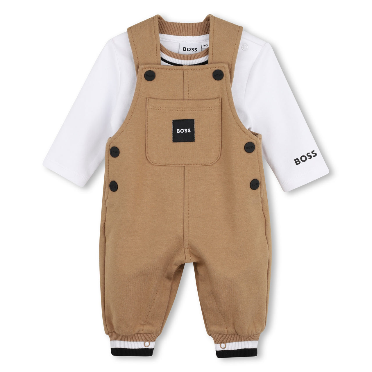 BOSS Overall para bebe color cookie con playera manga larga