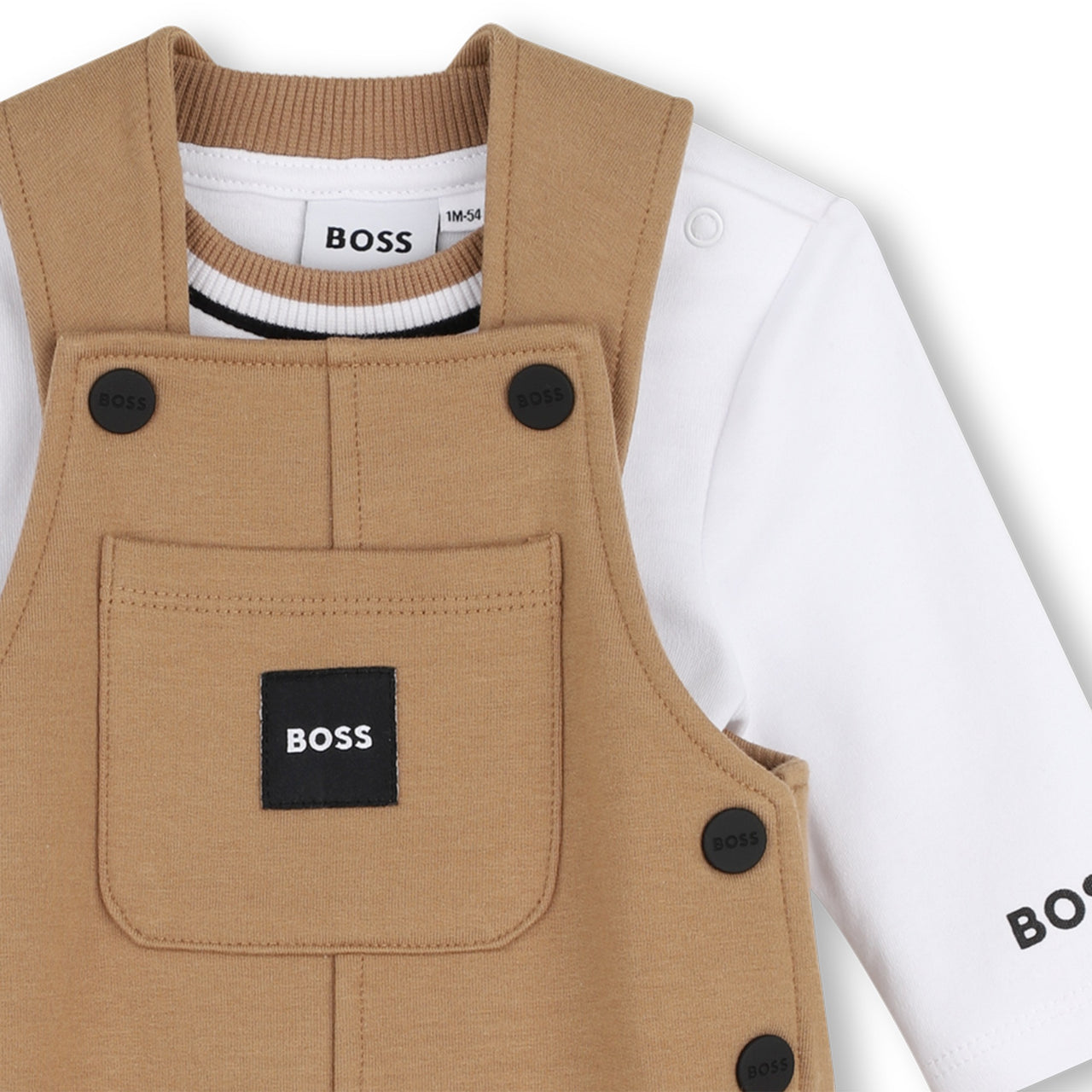 BOSS Overall para bebe color cookie con playera manga larga