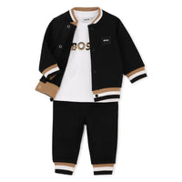 Thumbnail for BOSS Set de pants con playera para bebe negro tribanda