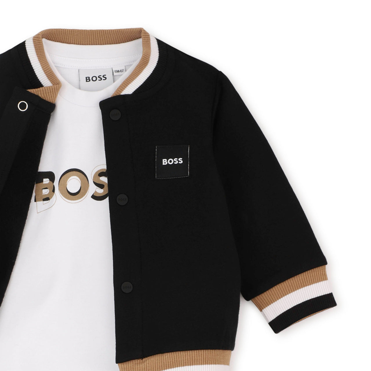 BOSS Set de pants con playera para bebe negro tribanda
