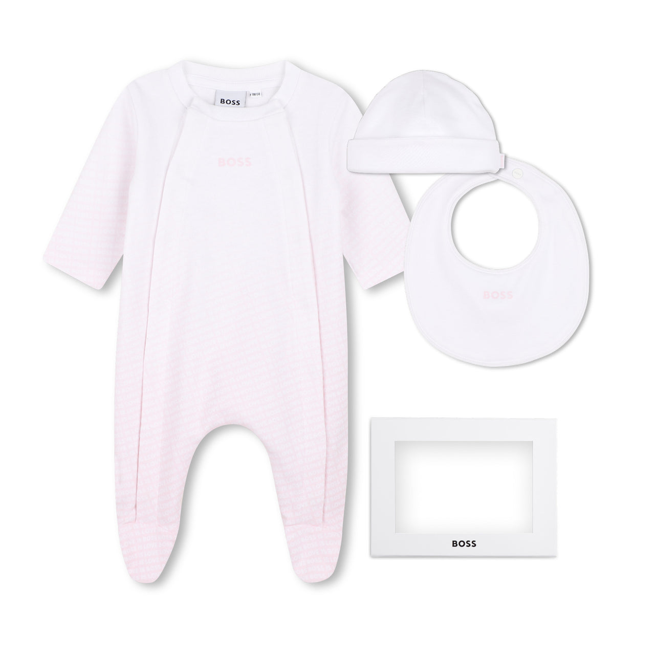 BOSS Mameluco para bebe niña rosa con babero y gorrito