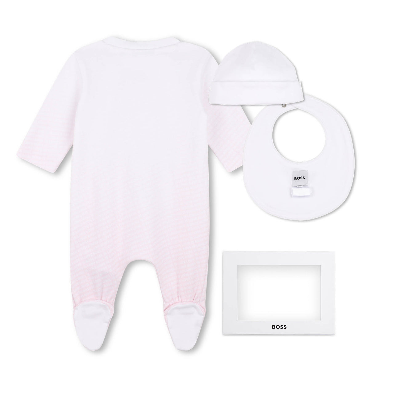 BOSS Mameluco para bebe niña rosa con babero y gorrito