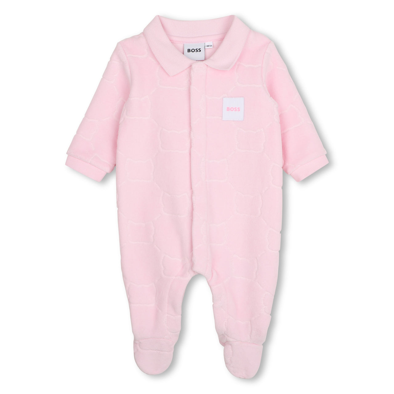 BOSS Set de Mameluco para bebe niña rosa con gorrito