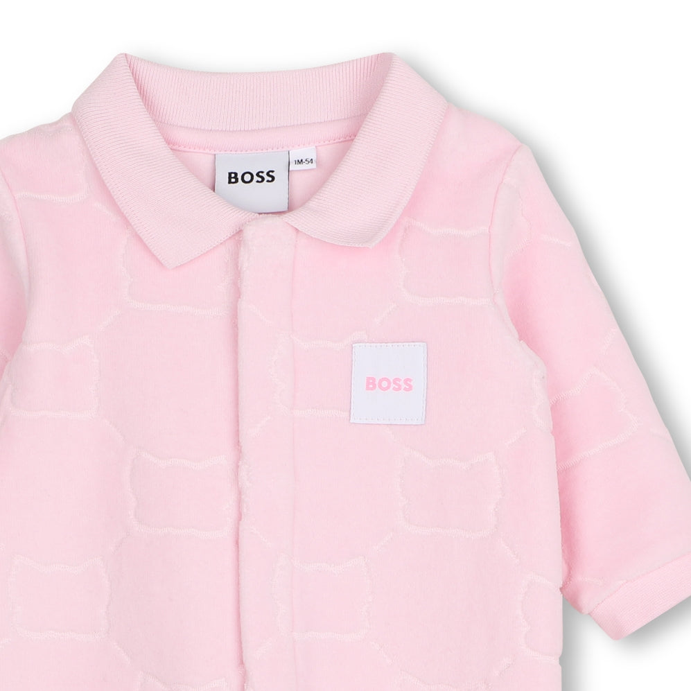 BOSS Set de Mameluco para bebe niña rosa con gorrito