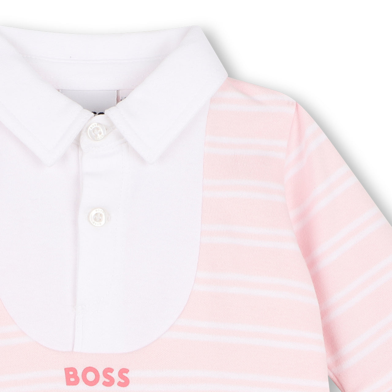 BOSS Vestido para bebe rosa cuello blanco