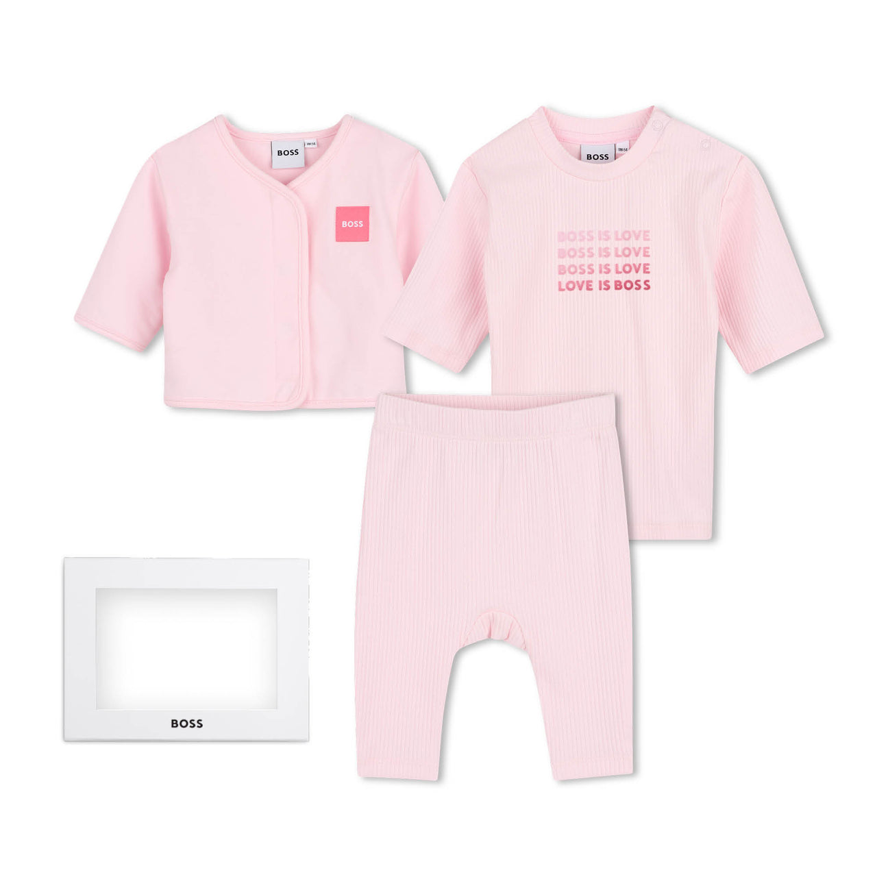 BOSS Set con playera para bebe niña rosa