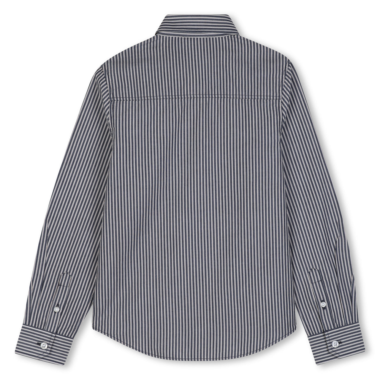 BOSS Camisa para niño rallada, pequeño logo al frente y bolsa