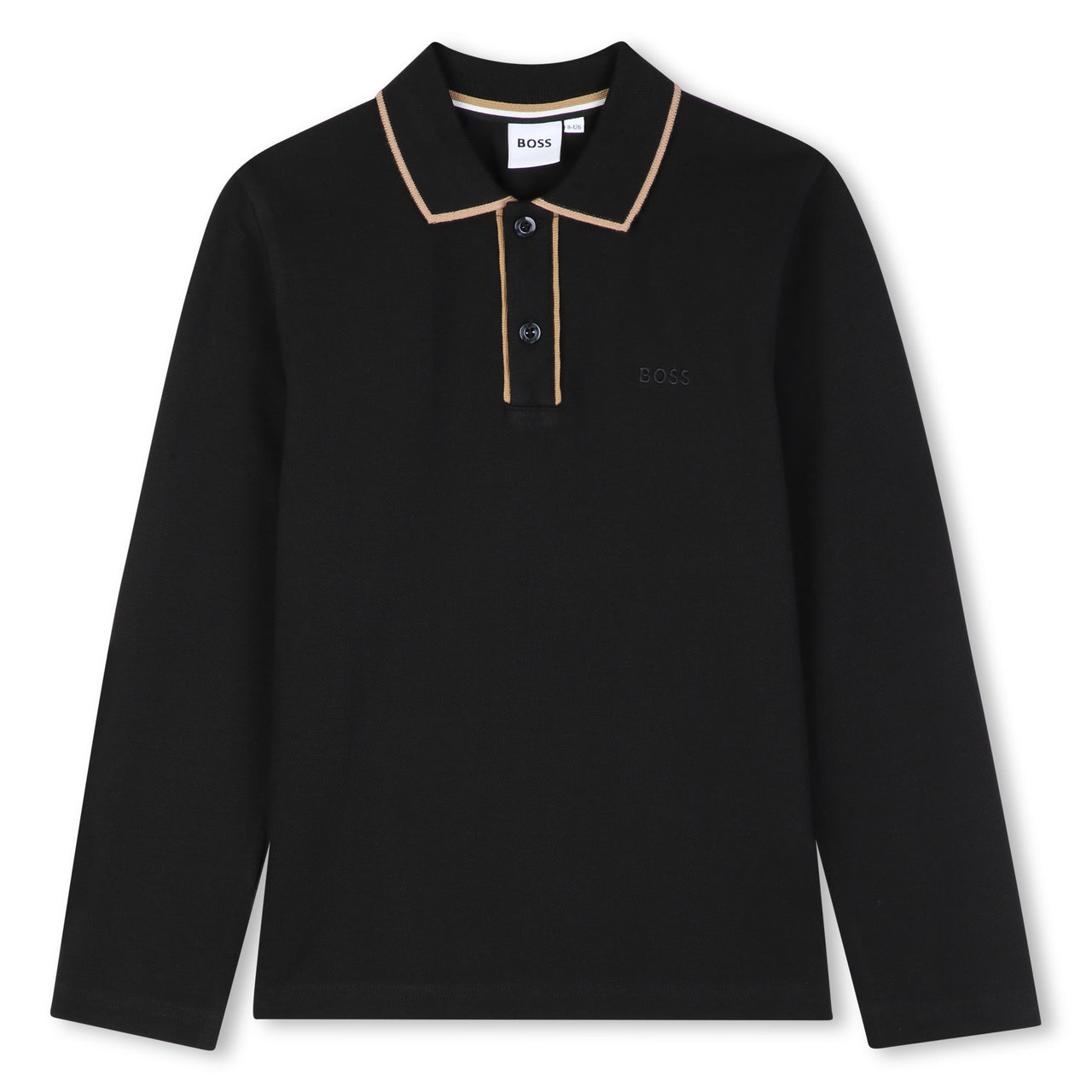 BOSS Polo para niño y teen color negro manga larga
