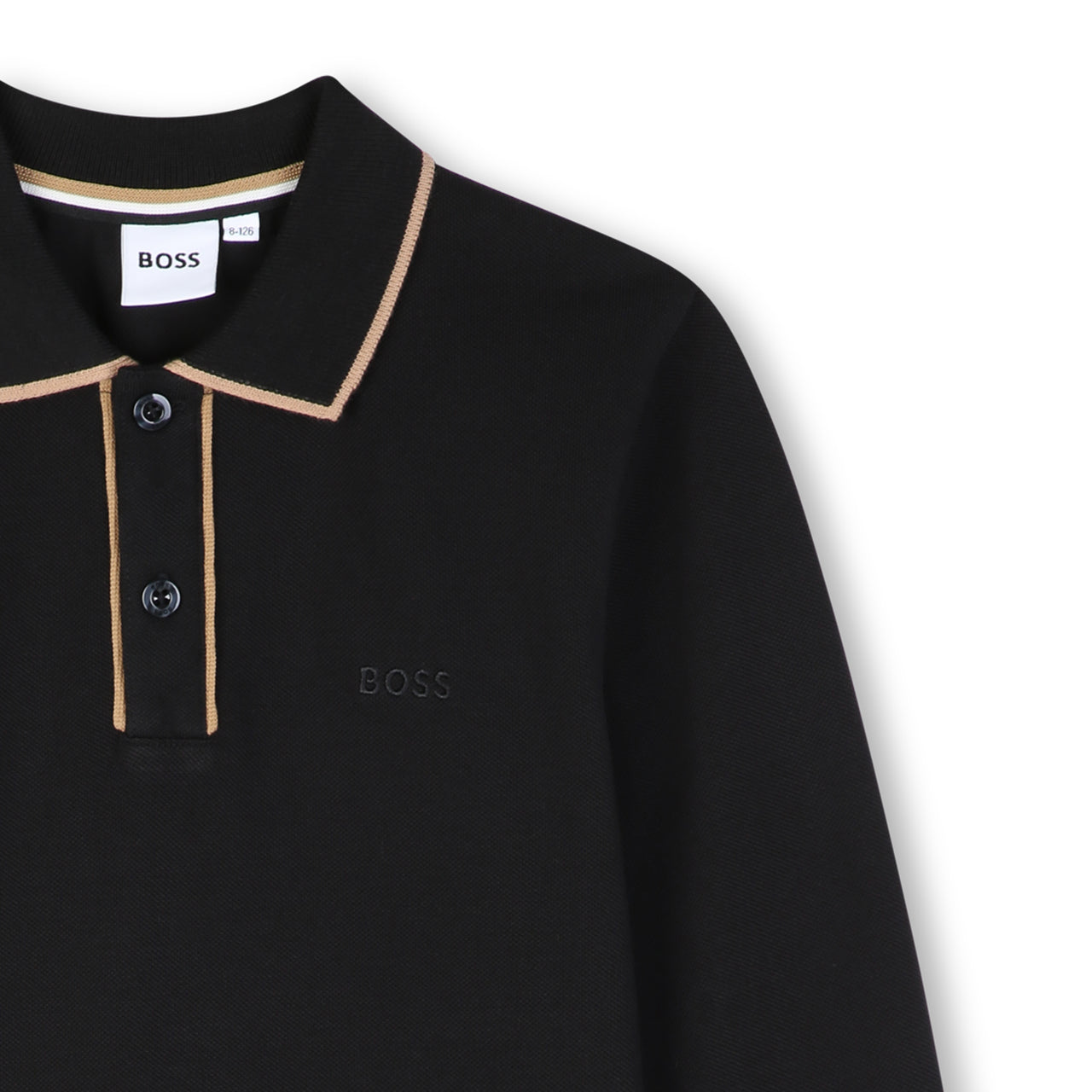BOSS Polo para niño y teen color negro manga larga