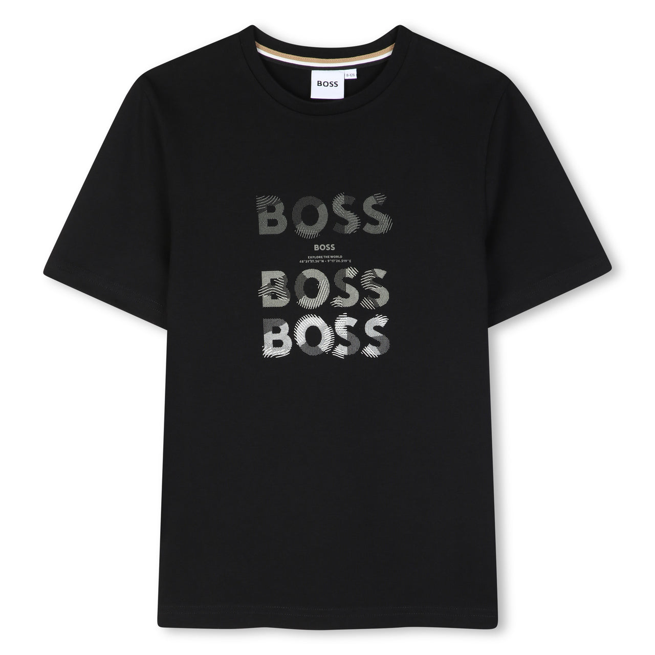BOSS playera para niño y teen color negro multi logo