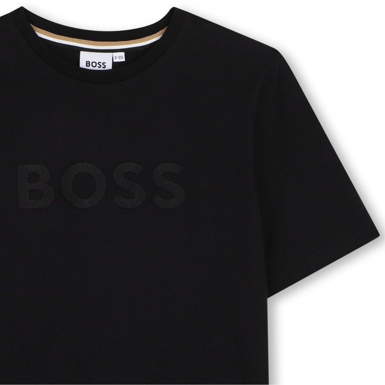 BOSS playera para niño y teen color negra logo al tono