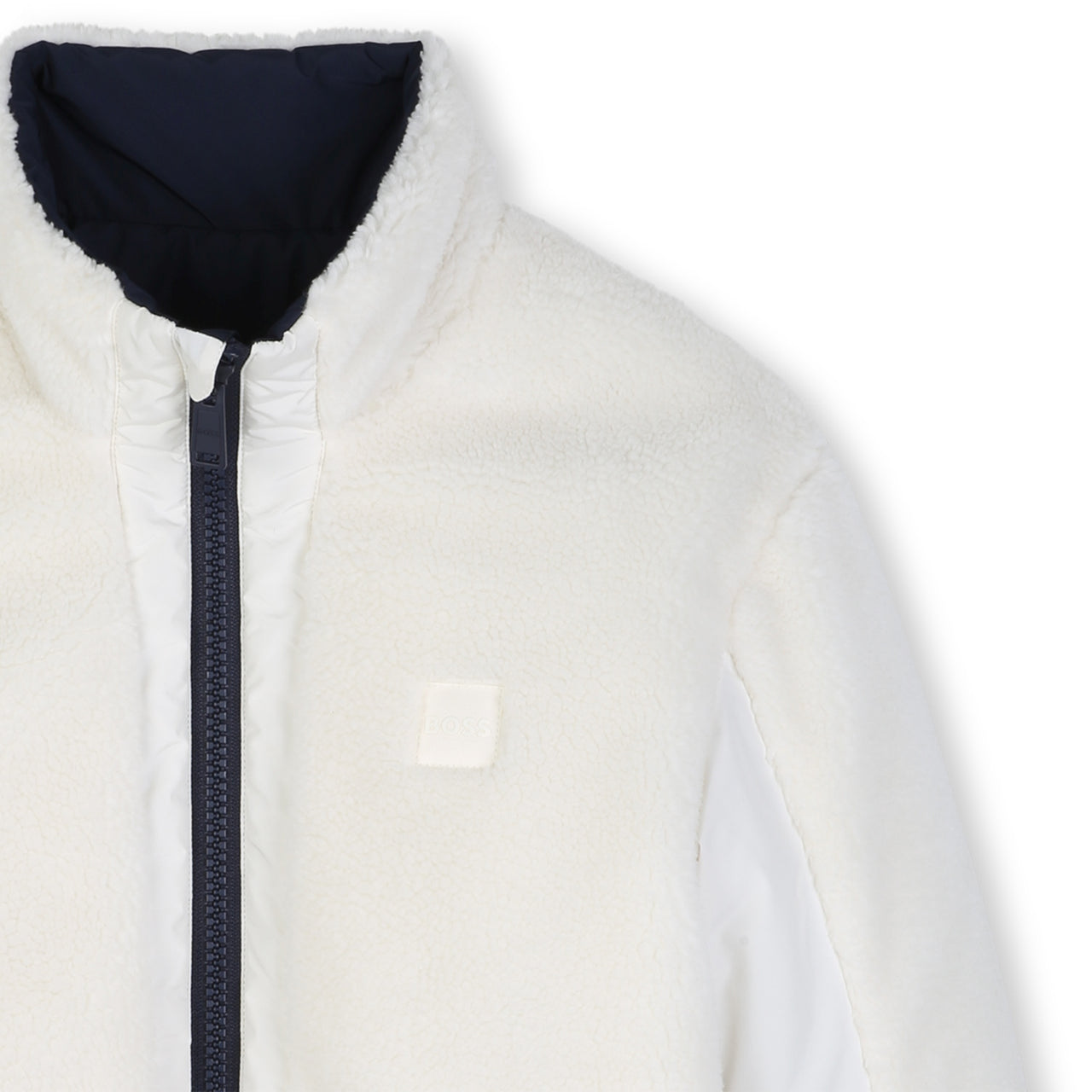BOSS Chamarra para niño reversible, blanco y negro, unisex
