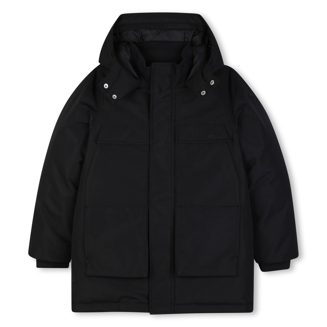BOSS Chamarra parka para niño y teen negra