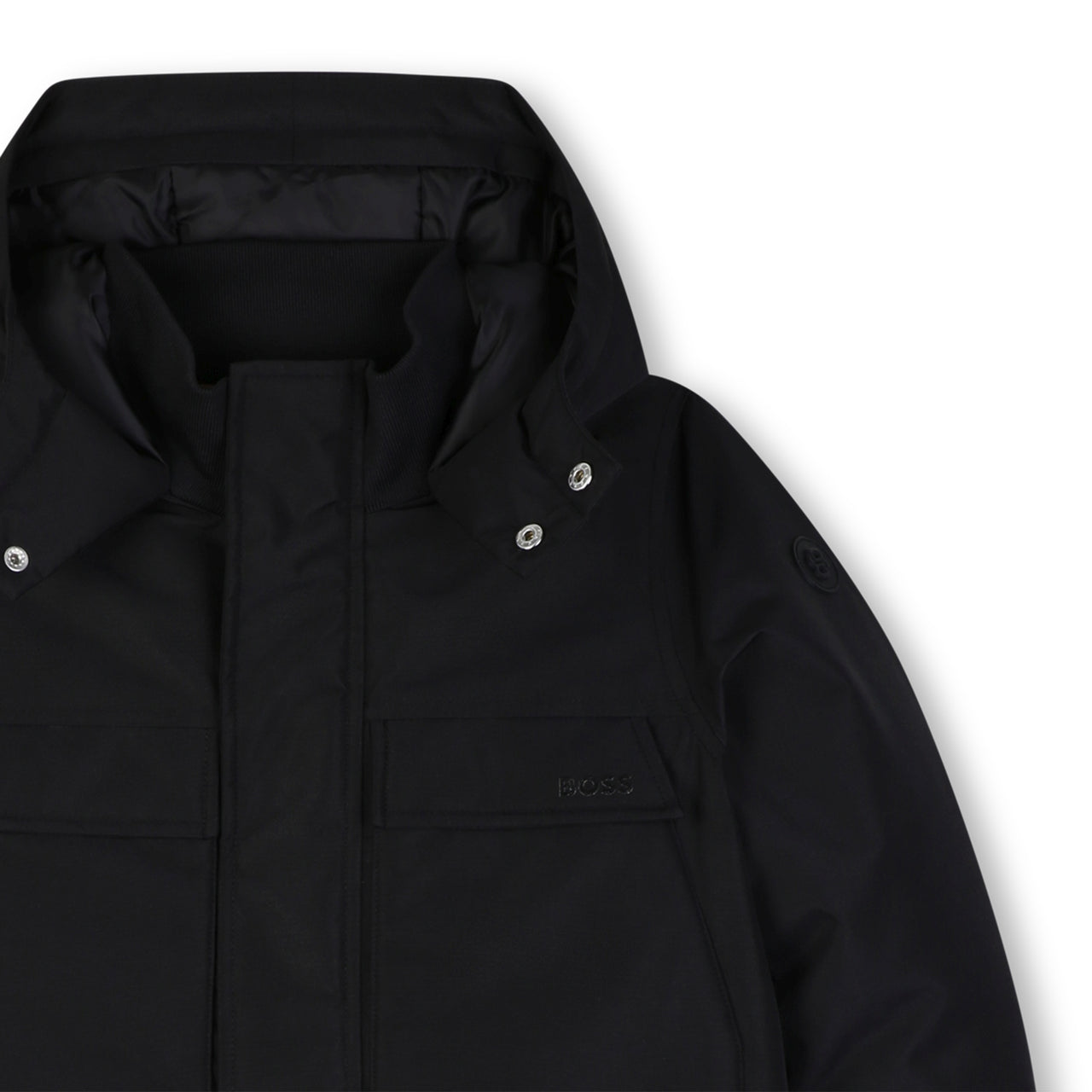 BOSS Chamarra parka para niño y teen negra