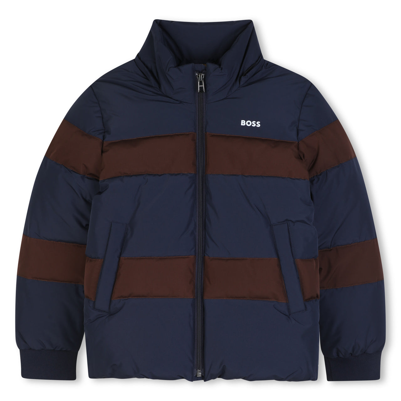 BOSS Chamarra para niño y teen azul marron con capucha