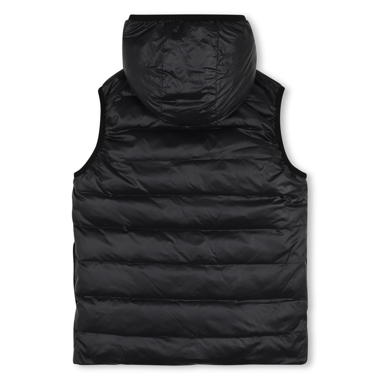 BOSS Chaleco reversible para niño y teen un lado verde olivo el otro negro con capucha