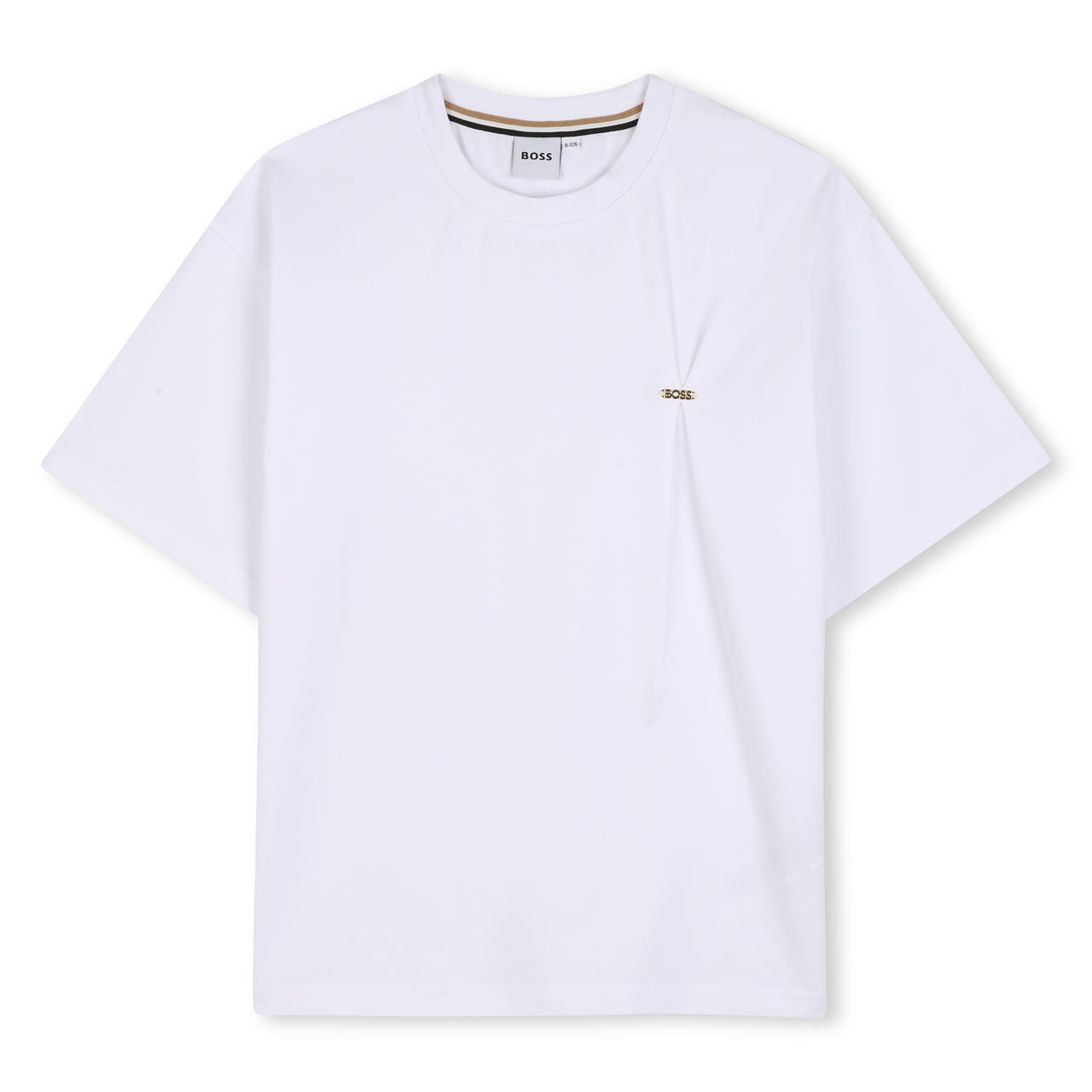 BOSS playera para niña y teen color blanco logo en metal