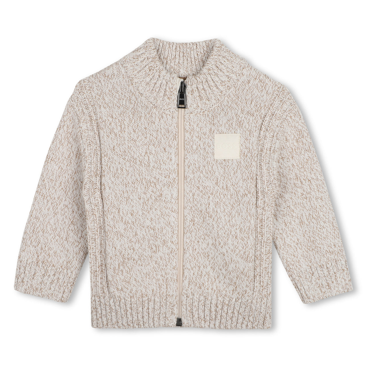 BOSS Sweter elegante para bebe color beige con cierre
