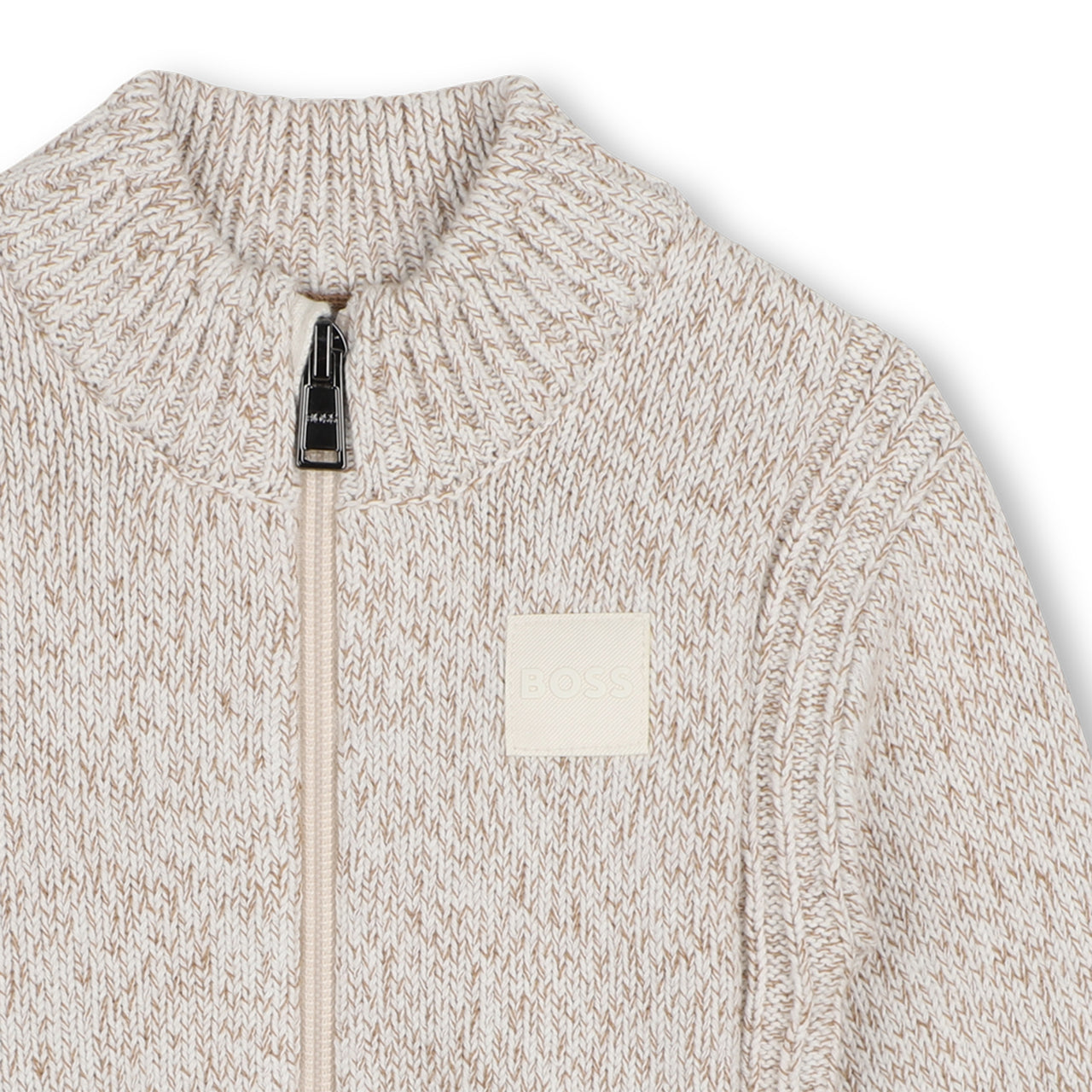 BOSS Sweter elegante para bebe color beige con cierre