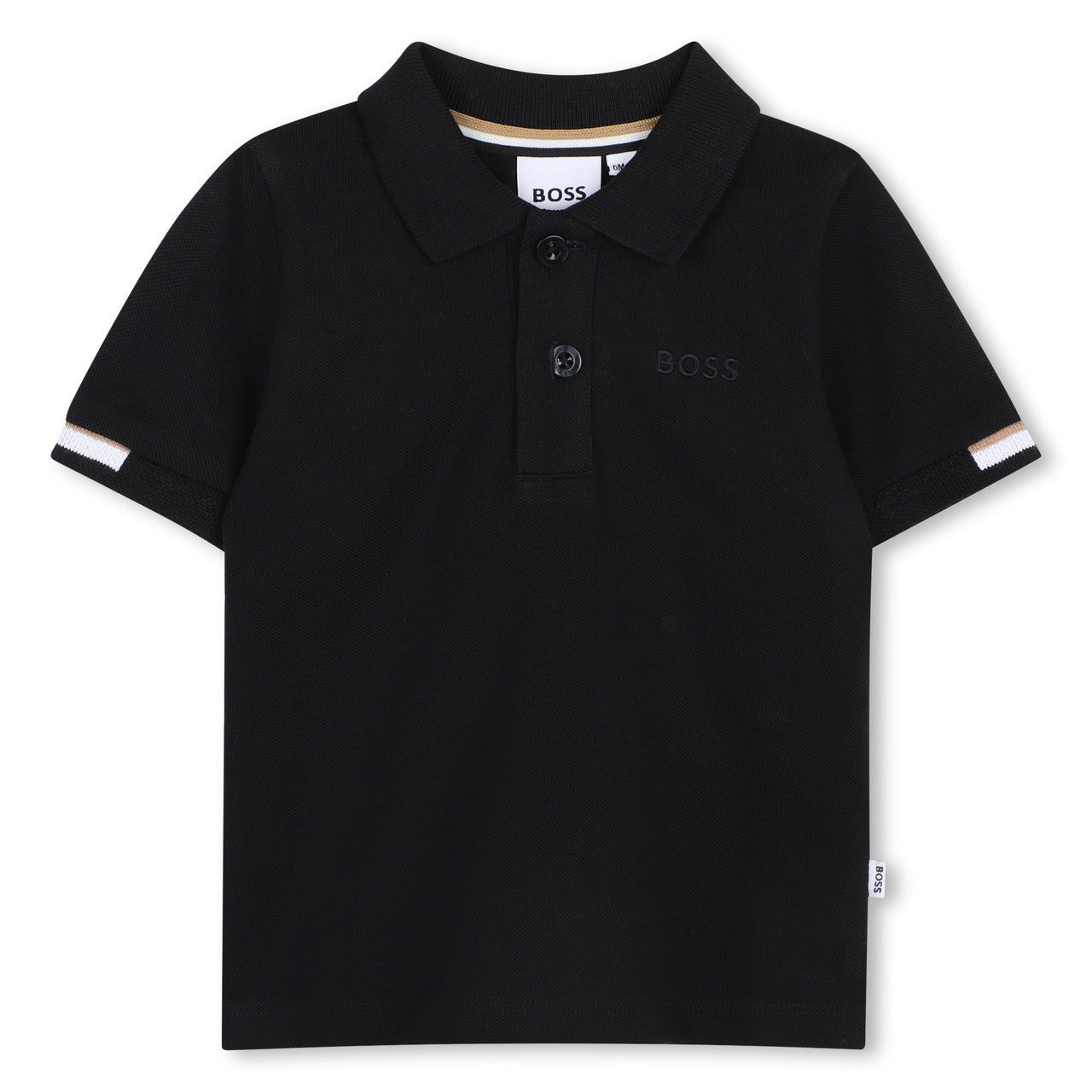 BOSS Polo para bebe color negro tribanda en la manga