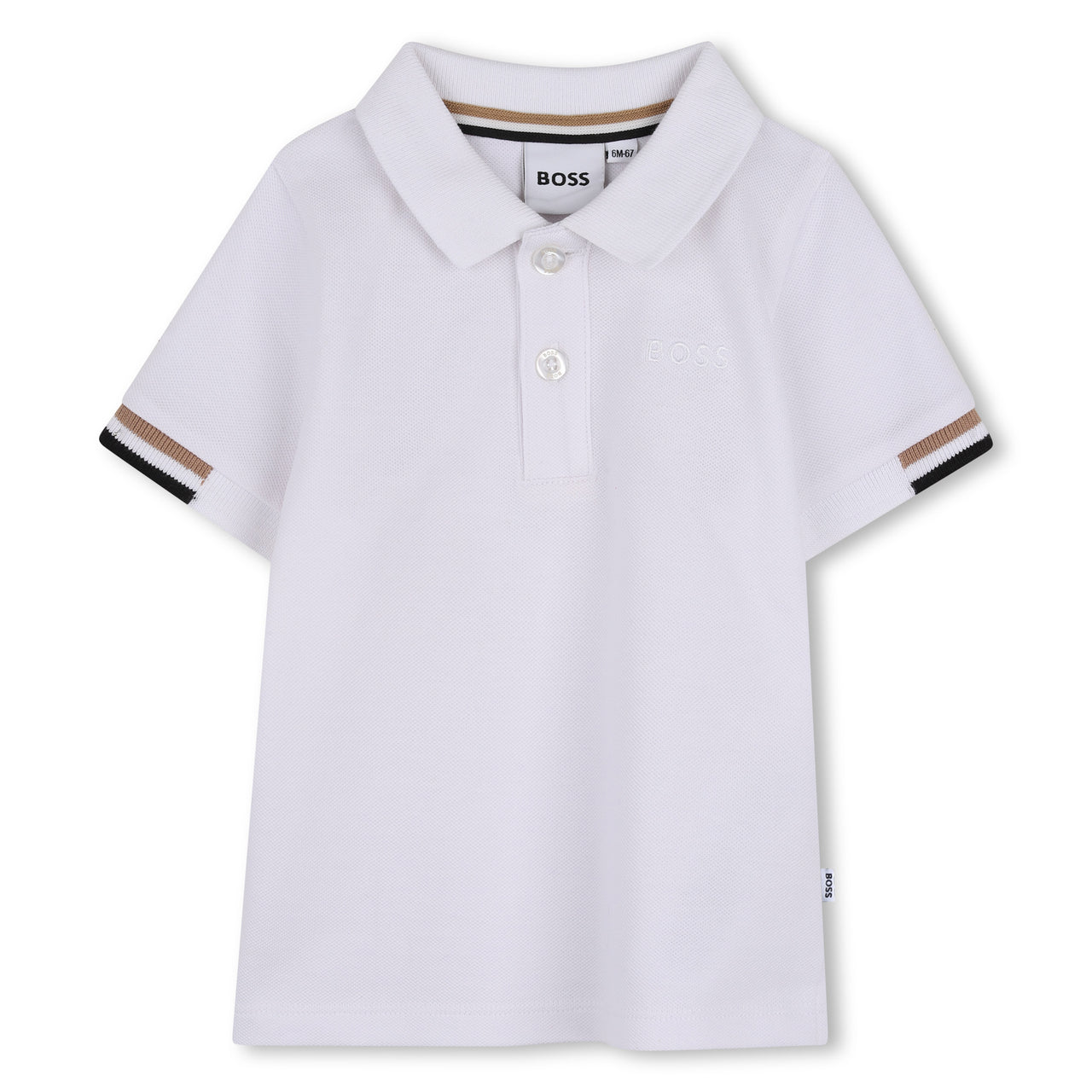 BOSS Polo para bebe color blanco tribanda en la manga